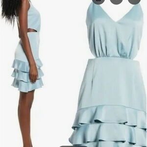 Wayf Light Blue Layered Mini Dress
